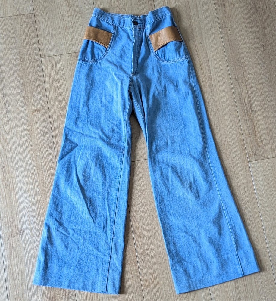 vintage 1970's WIDE LEG JEANS 70's denim XS